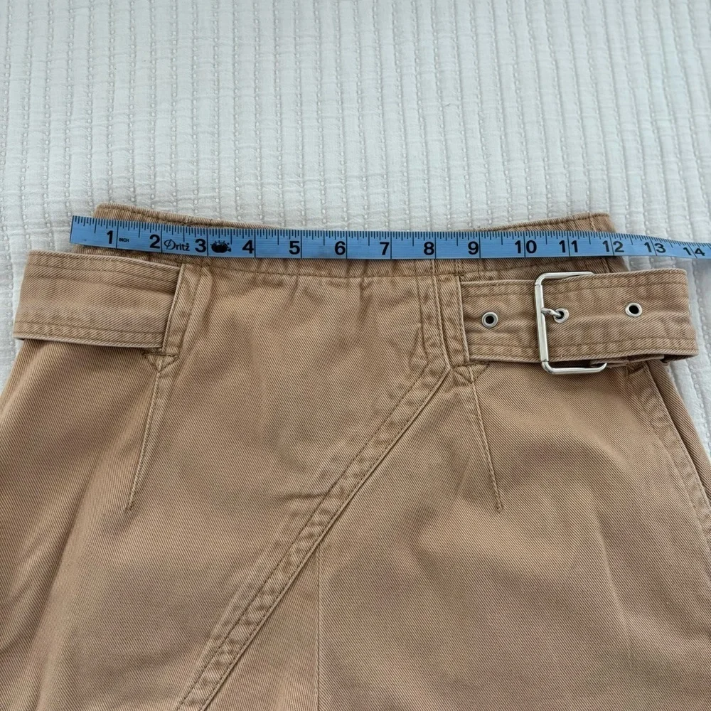 Urban Outfitters Womens Khaki High Waisted Belted Shorts Crisscross Skort Look 0